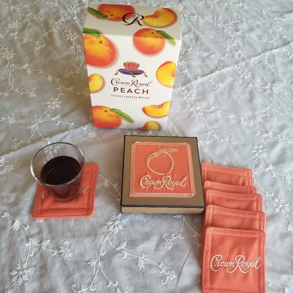 Hand Crafted Other - Crown Royal Peach coasters and box